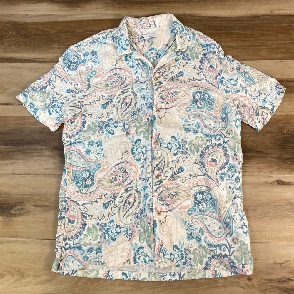 Light Paisley Short-Sleeve Shirt - Pastel Multi